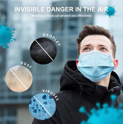 a máscara protetora médica descartável respirável, 3 dobras FDA aprovou máscaraes protetoras