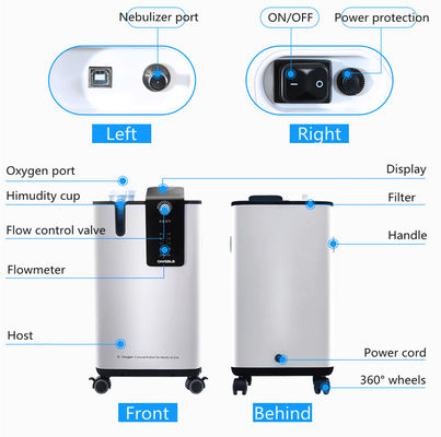 Máquina médica livre do concentrador do oxigênio do compressor de óleo 5l de 93%