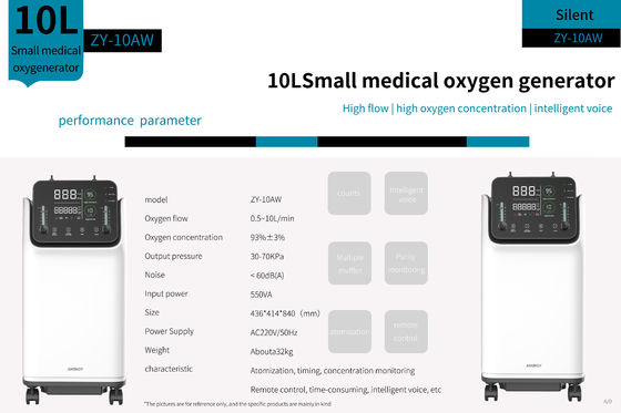 Concentrador médico duplo do oxigênio do fluxo 10lmp 10 litros