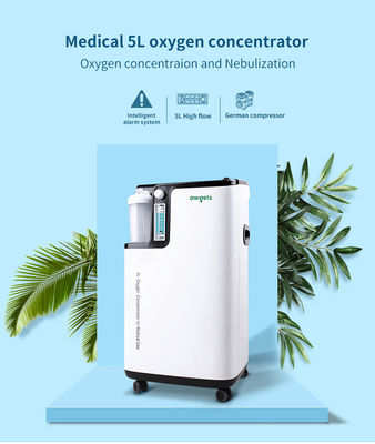 Concentrador médico branco plástico do oxigênio de 350va 5l com sistema de alarme inteligente